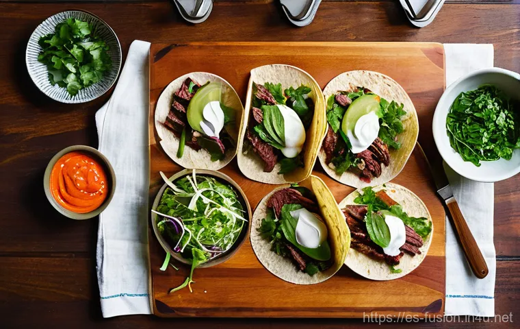 퓨전 패스트푸드 DIY 재료 추천 - **A vibrant, mouth-watering close-up of several fluffy, perfectly steamed baos, split open to reveal...