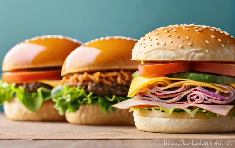 퓨전 샌드위치의 테이크아웃 포장 - Here are three detailed image generation prompts in English, designed to be suitable for a 15-year-o...