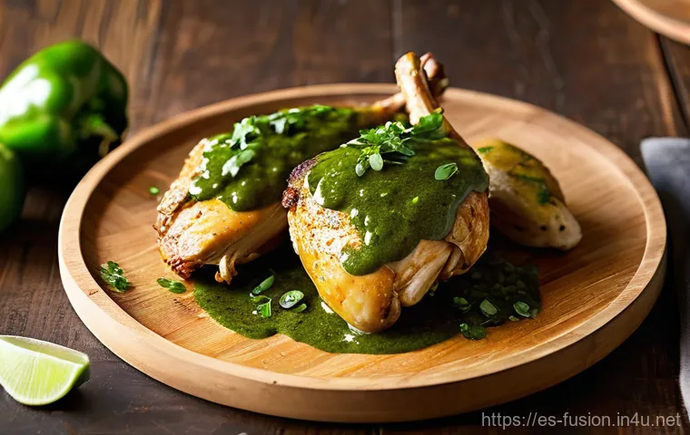 퓨전 치킨과 로컬 소스 활용 - **Prompt:** A high-resolution, appetizing close-up of a perfectly cooked, golden-brown chicken drums...