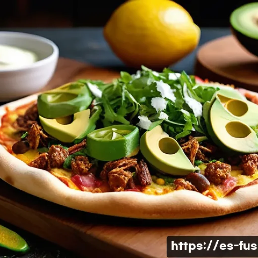 퓨전 피자 재료 원산지 - **Prompt 1: Mexican Fiesta Fusion Pizza**
A vibrant, mouth-watering fusion pizza, named "Mexican...