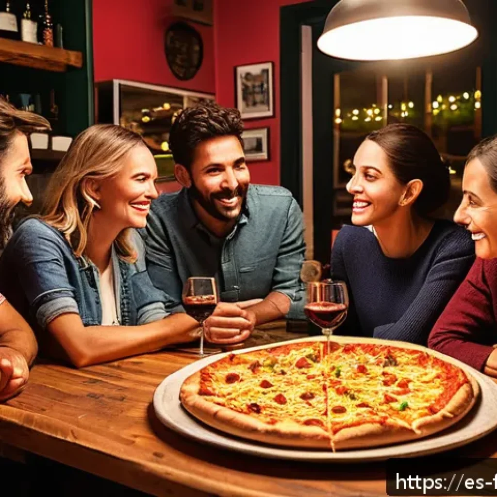 퓨전 피자 크기별 가격 비교 - A vibrant, cozy Spanish pizzeria interior featuring a large fusion pizza on a rustic wooden table, s...